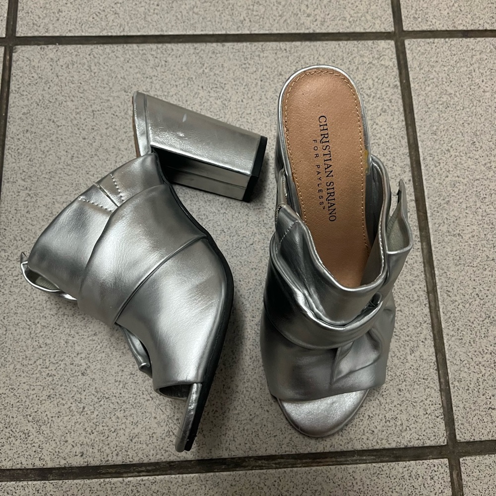 Silver heels size 6